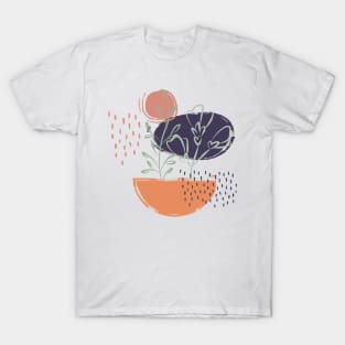 Abstract shapes dots and plants digital design T-Shirt